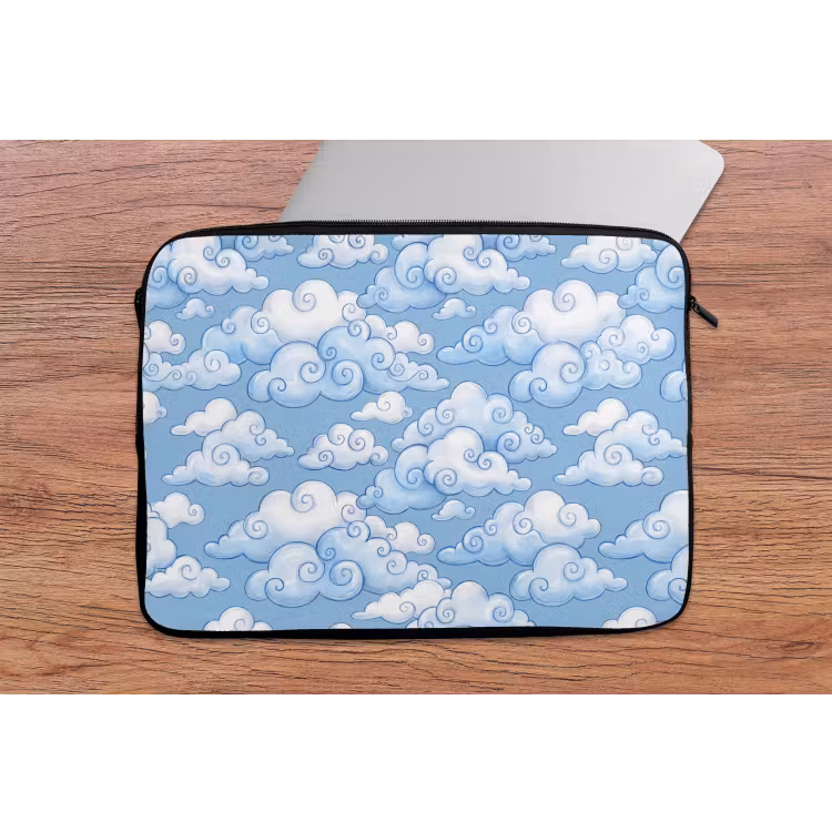 Laptophoes - Wolken - Patroon - Hemel - Illustratie - Wit — 2