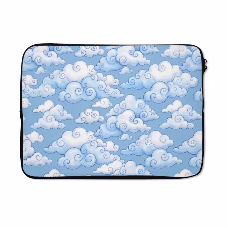 Laptophoes - Wolken - Patroon - Hemel - Illustratie - Wit — 5