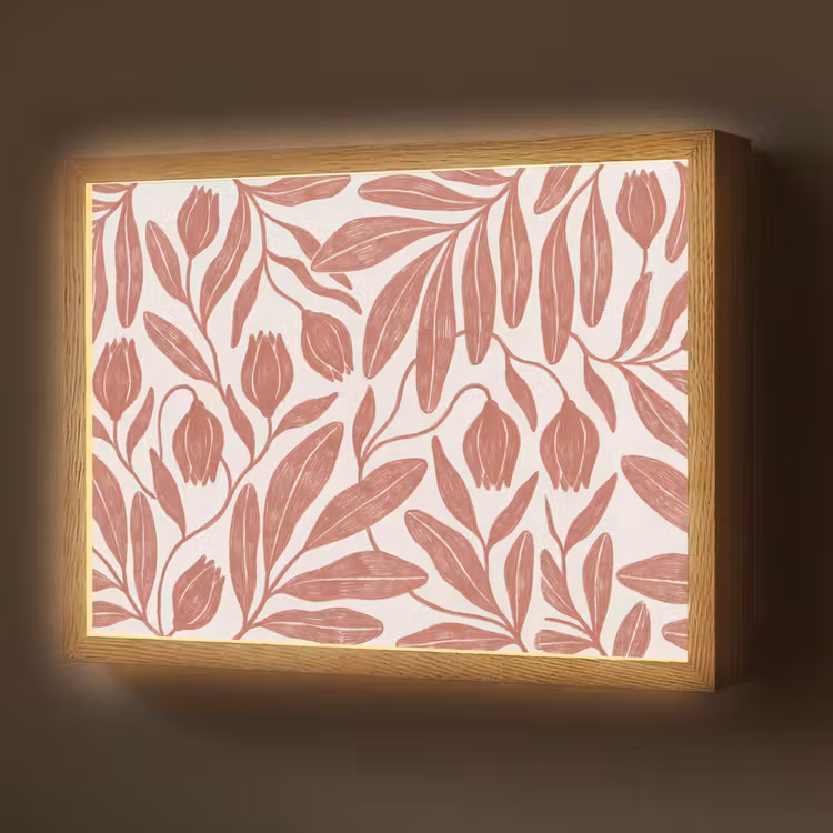 Lightbox - Wandlamp - Bloemen - Patroon - Modern - Natuur - Bruin — 1