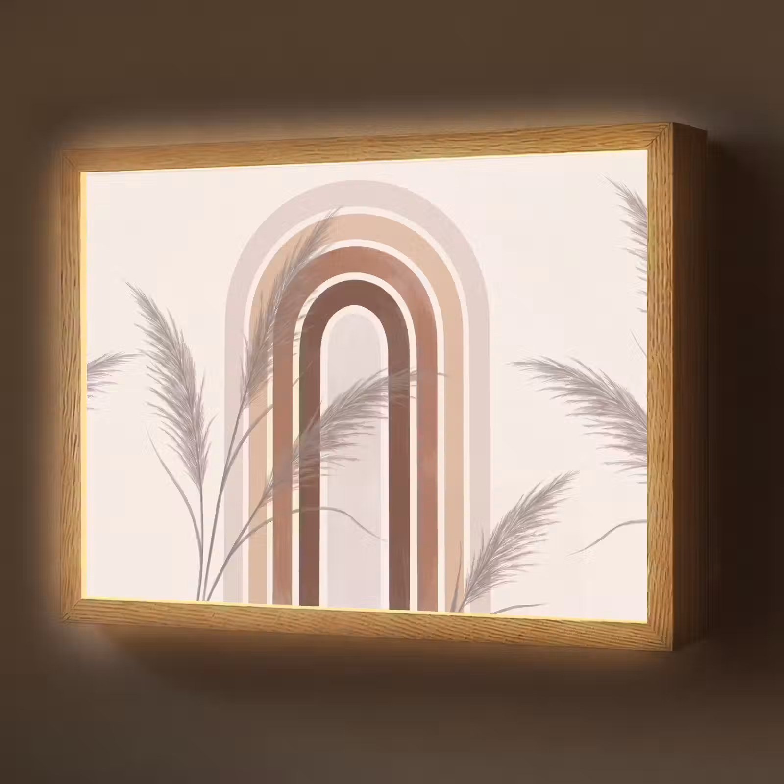 Lightbox - Wandlamp - Abstract - Bogen - Plant - Boho - Beige — 1
