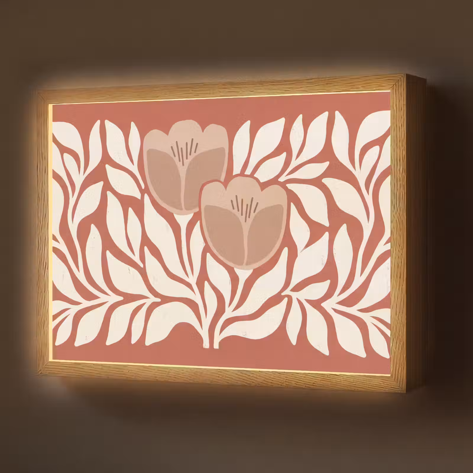 Lightbox - Wandlamp - Bloemen - Abstract - Modern - Beige - Natuur — 1