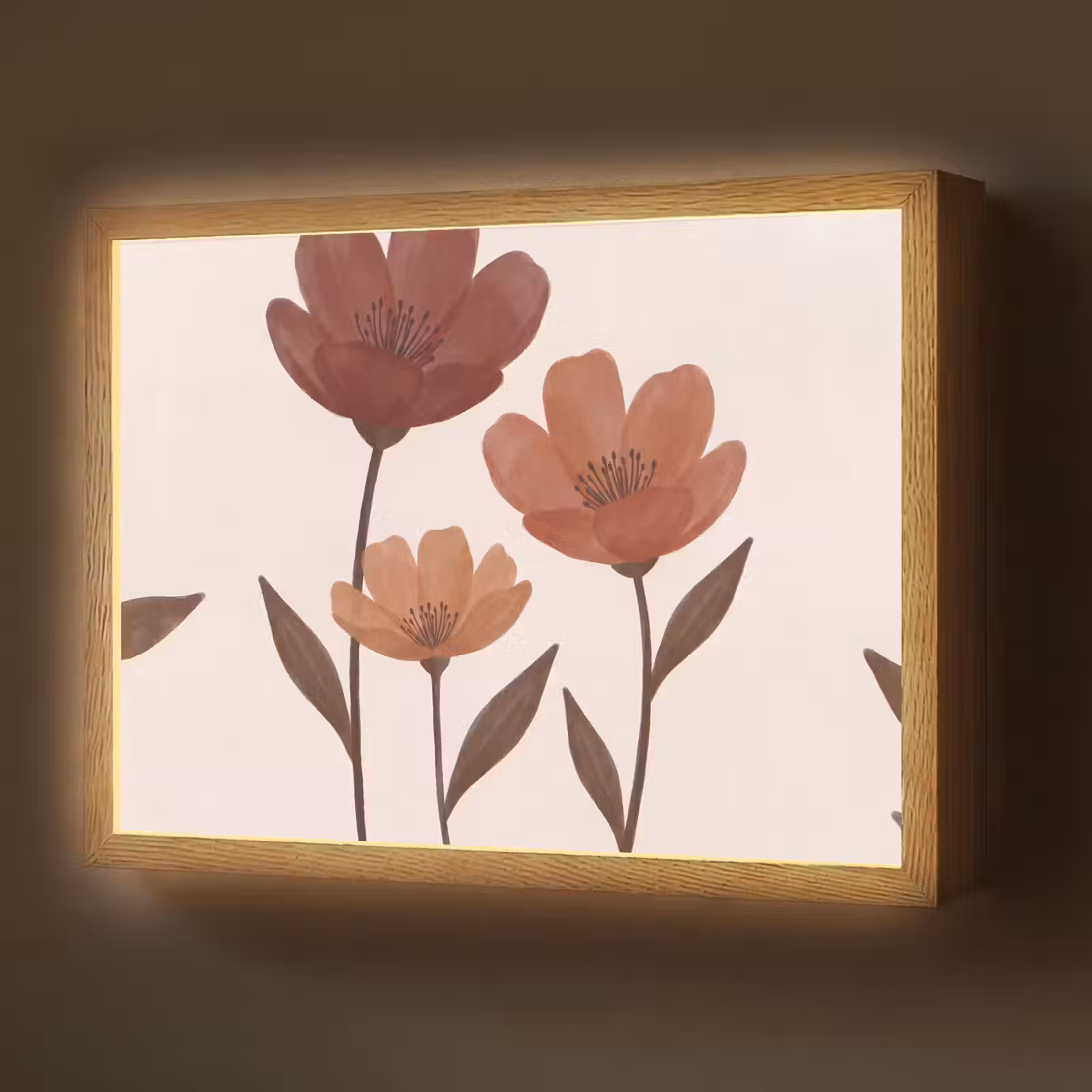 Lightbox - Wandlamp - Bloemen - Abstract - Modern - Bruin - Decoratief — 1