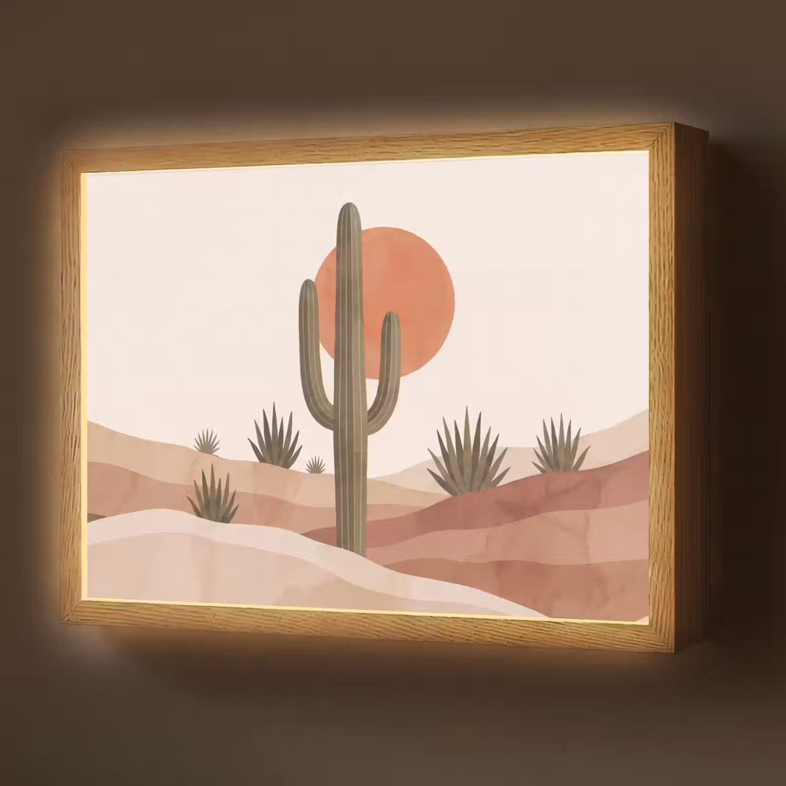 Lightbox - Wandlamp - Cactus - Duinen - Modern - Landschap - Groen — 1