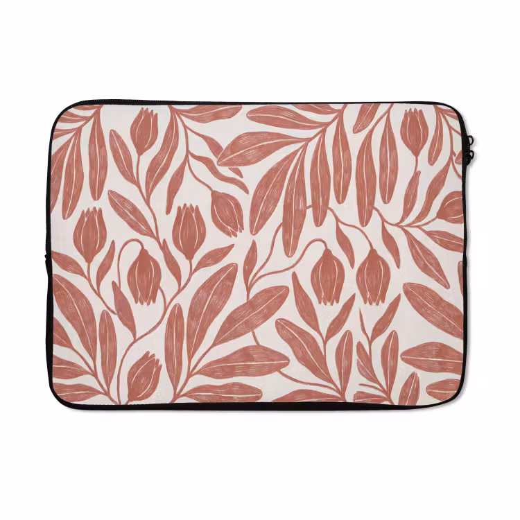 Laptophoes - Bloemen - Patroon - Modern - Natuur - Bruin — 5