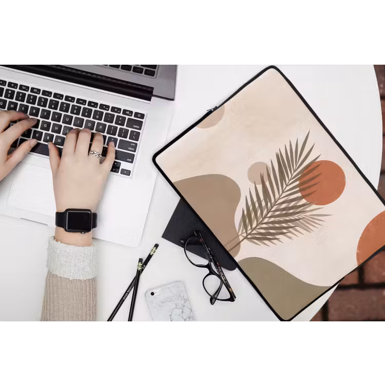 Laptophoes - Planten - Bladeren - Abstract - Modern - Beige — 3