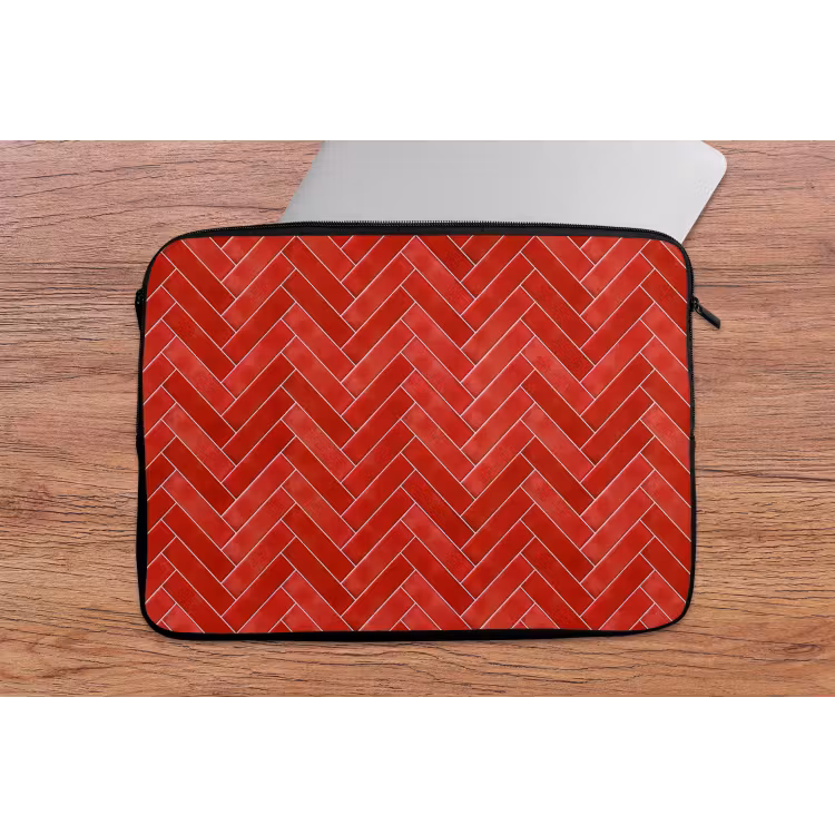 Laptophoes - Visgraat - Tegel - Rood — 2