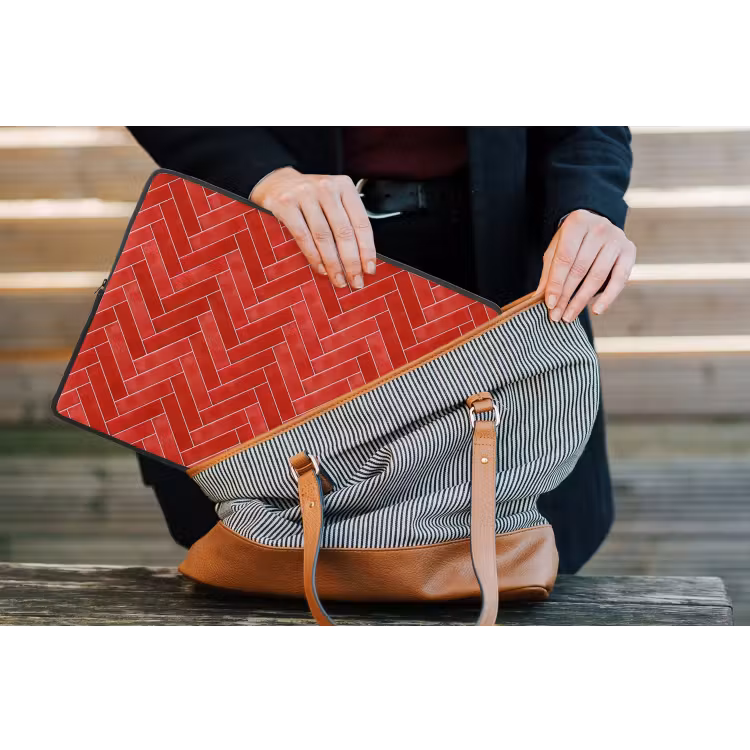 Laptophoes - Visgraat - Tegel - Rood — 4