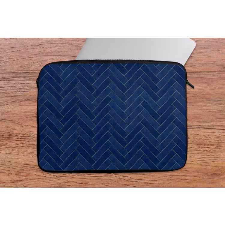 Laptophoes - Visgraat - Wandtegel - Donkerblauw - Navy Blue — 2
