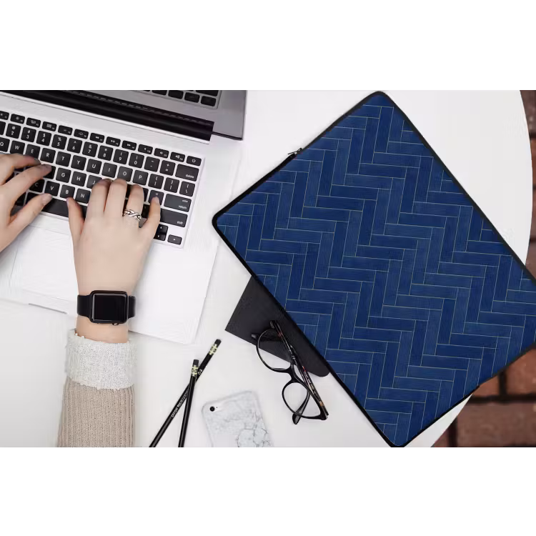 Laptophoes - Visgraat - Wandtegel - Donkerblauw - Navy Blue — 3