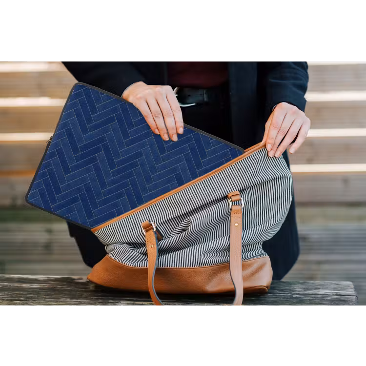Laptophoes - Visgraat - Wandtegel - Donkerblauw - Navy Blue — 4