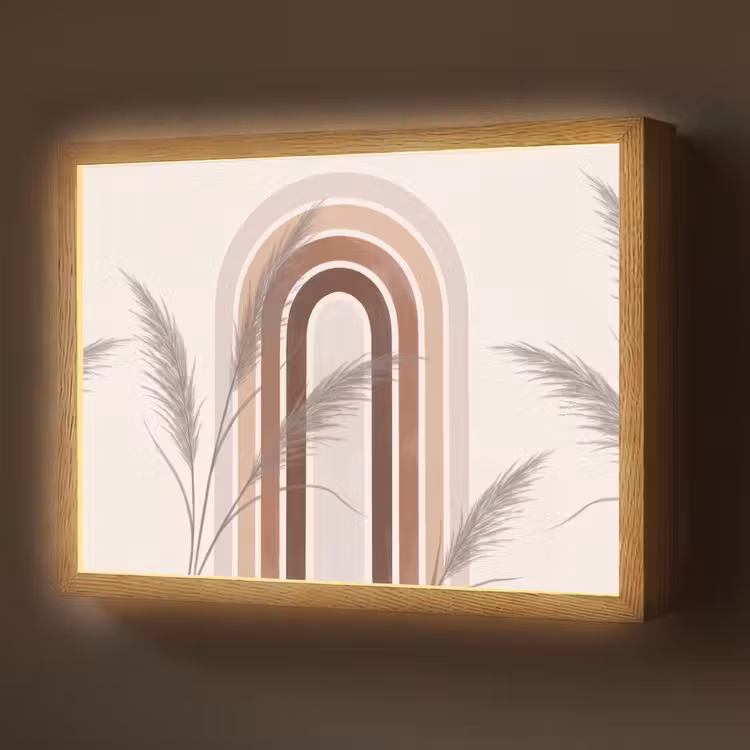 Lightbox - Wandlamp - Abstract - Bogen - Plant - Boho - Beige — 1