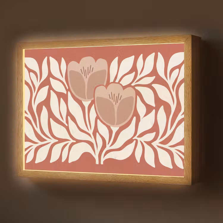Lightbox - Wandlamp - Bloemen - Abstract - Modern - Beige - Natuur — 1