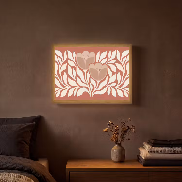 Lightbox - Wandlamp - Bloemen - Abstract - Modern - Beige - Natuur — 3
