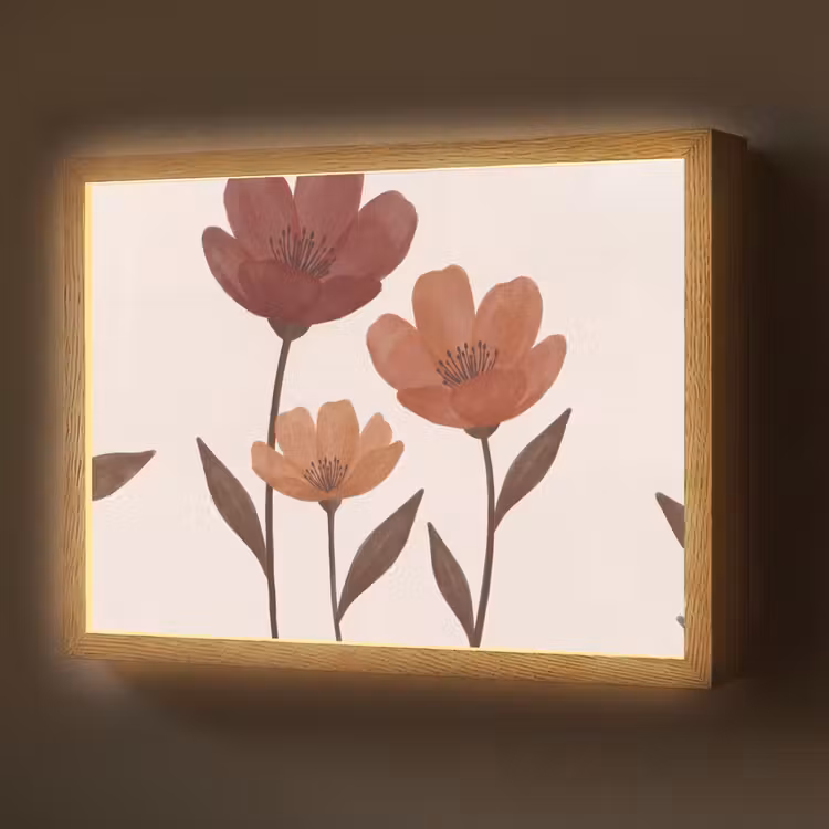 Lightbox - Wandlamp - Bloemen - Abstract - Modern - Bruin - Decoratief — 1