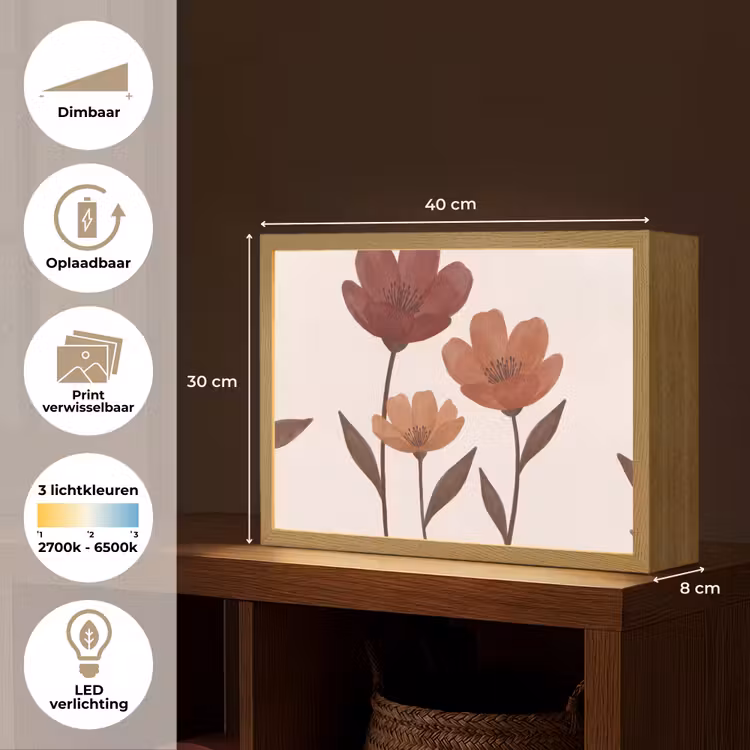 Lightbox - Wandlamp - Bloemen - Abstract - Modern - Bruin - Decoratief — 10