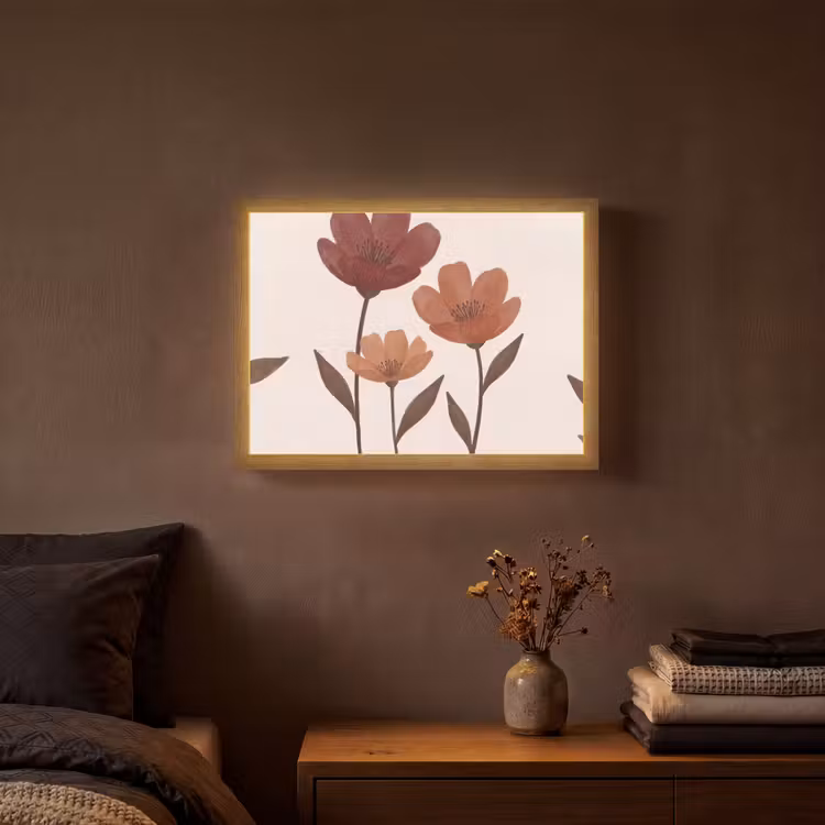 Lightbox - Wandlamp - Bloemen - Abstract - Modern - Bruin - Decoratief — 3