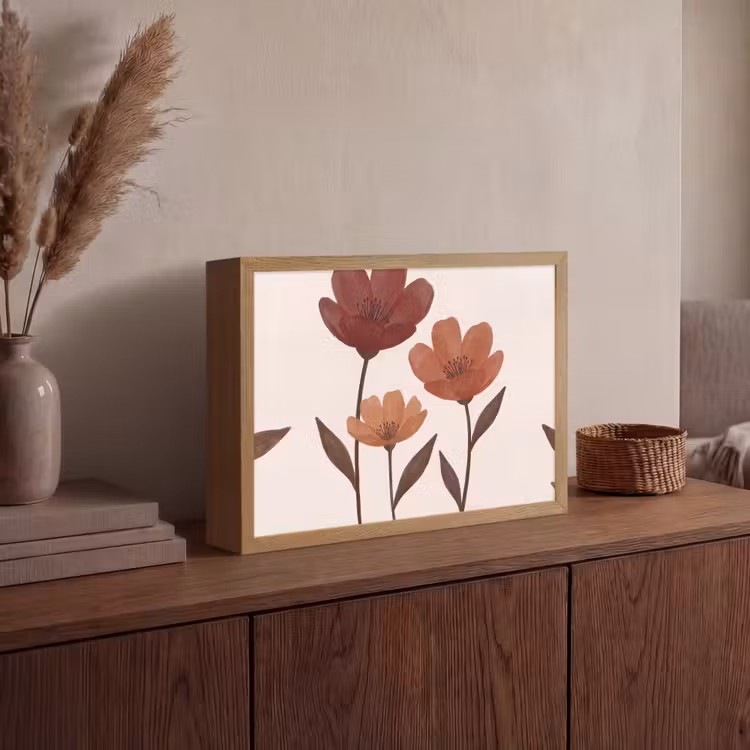 Lightbox - Wandlamp - Bloemen - Abstract - Modern - Bruin - Decoratief — 4