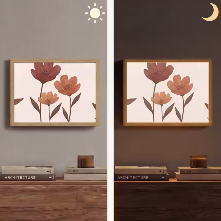 Lightbox - Wandlamp - Bloemen - Abstract - Modern - Bruin - Decoratief — 6