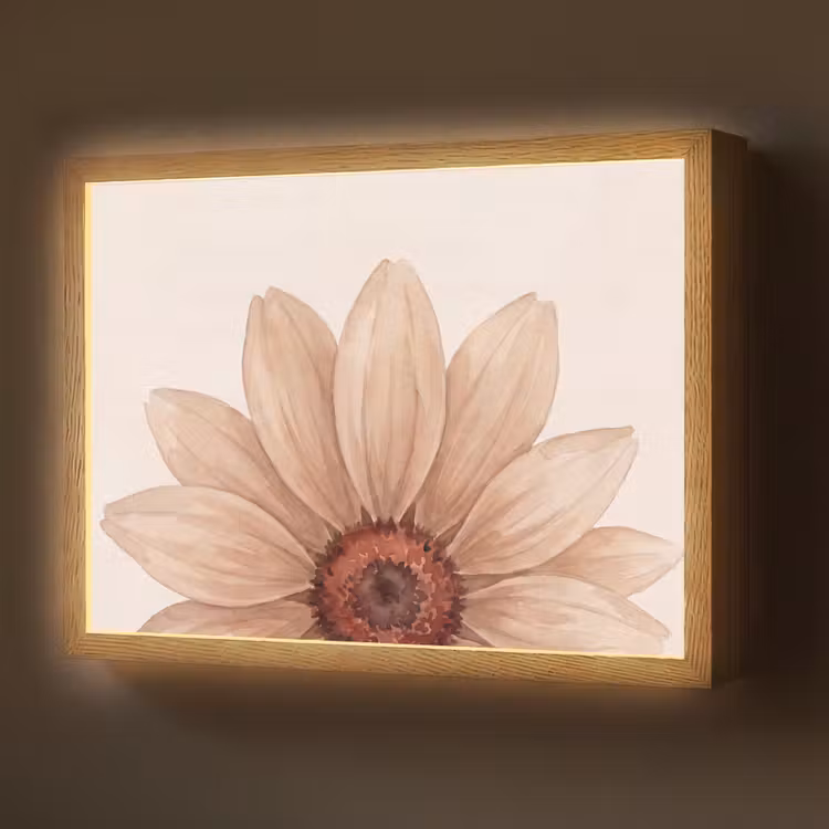 Lightbox - Wandlamp - Bloemen - Bloemblad - Natuur - Aquarel - Beige — 1