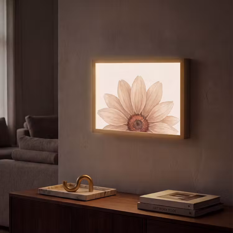 Lightbox - Wandlamp - Bloemen - Bloemblad - Natuur - Aquarel - Beige — 2