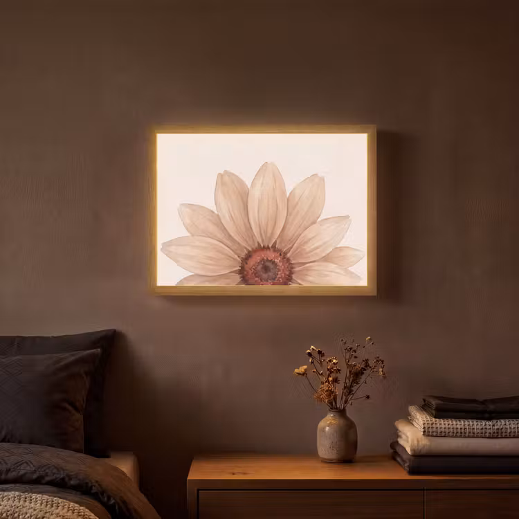 Lightbox - Wandlamp - Bloemen - Bloemblad - Natuur - Aquarel - Beige — 3
