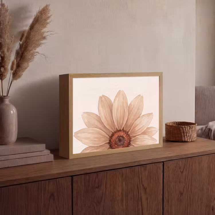 Lightbox - Wandlamp - Bloemen - Bloemblad - Natuur - Aquarel - Beige — 4