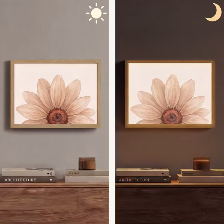 Lightbox - Wandlamp - Bloemen - Bloemblad - Natuur - Aquarel - Beige — 6