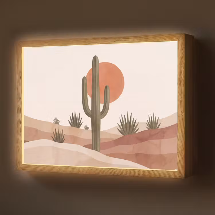 Lightbox - Wandlamp - Cactus - Duinen - Modern - Landschap - Groen — 1