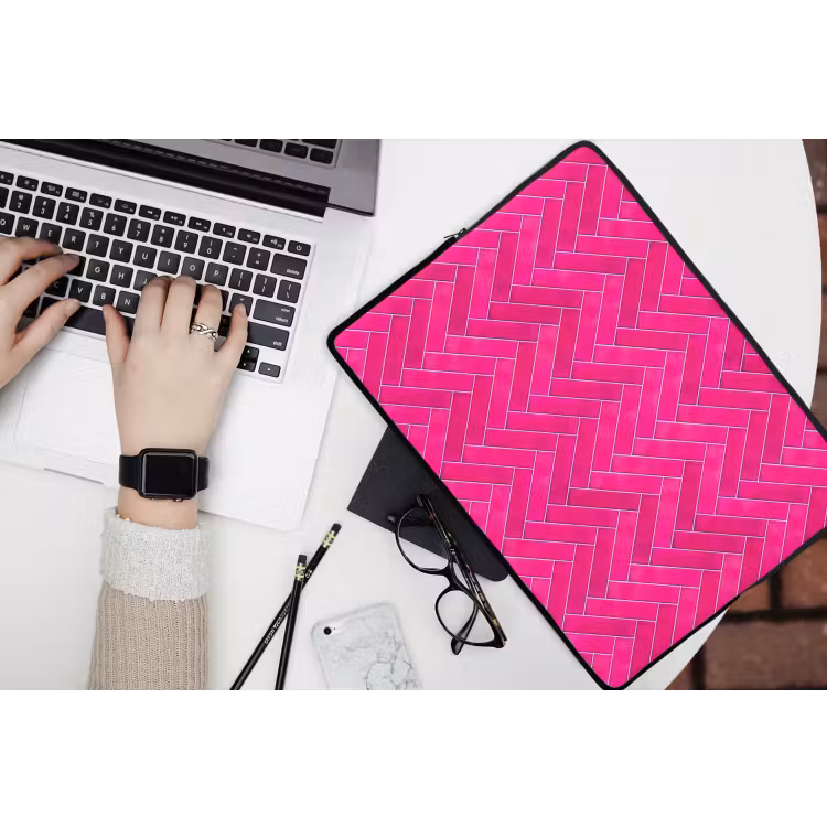Laptophoes - Visgraat - Wandtegel - Fuchsia - Roze — 3