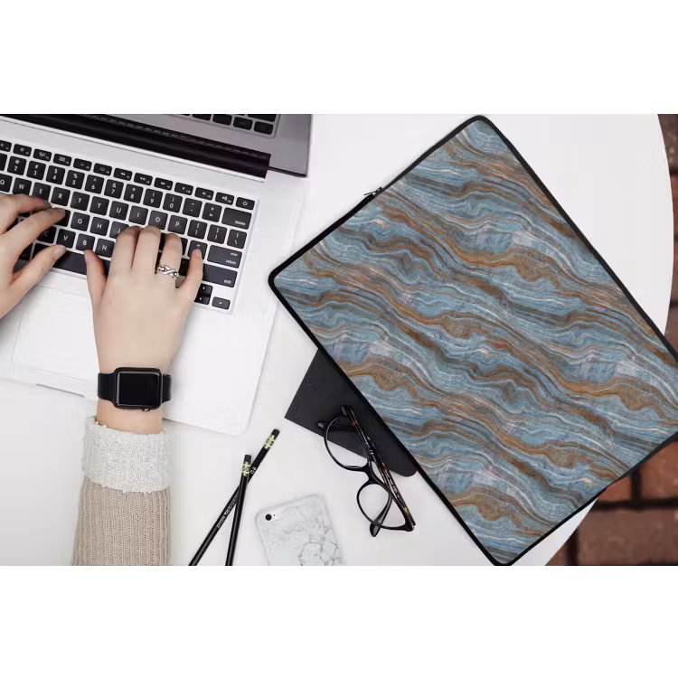 Laptophoes - Patroon - Steen - Blauw — 3