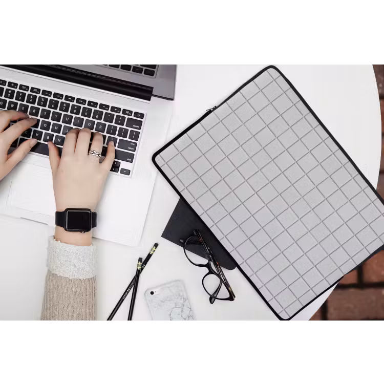Laptophoes - Patroon - Tegels - Licht - Grijs — 3