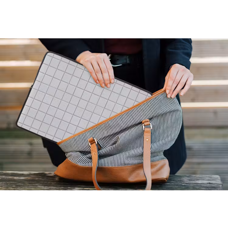 Laptophoes - Patroon - Tegels - Licht - Grijs — 4