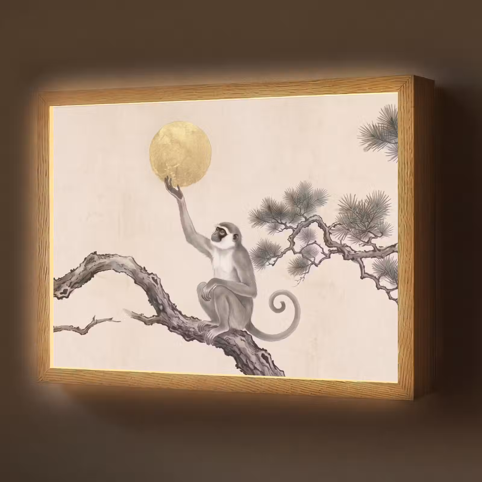 Lightbox - Wandlamp - Aap - Maan - Goud — 1