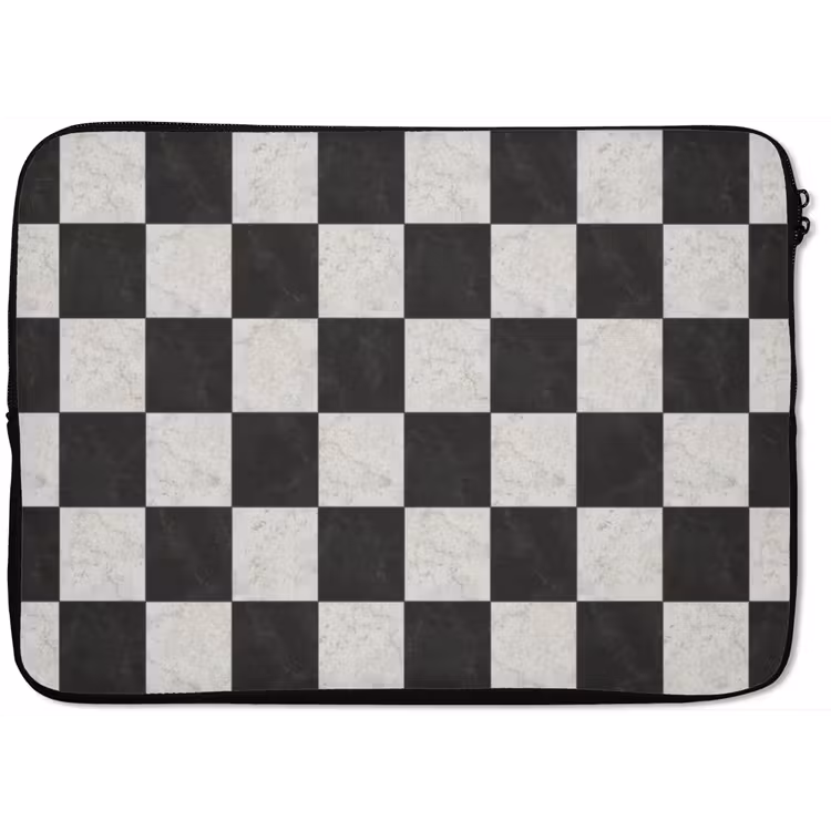 Laptophoes - Dambord - Marmer - Zwart - Wit — 1