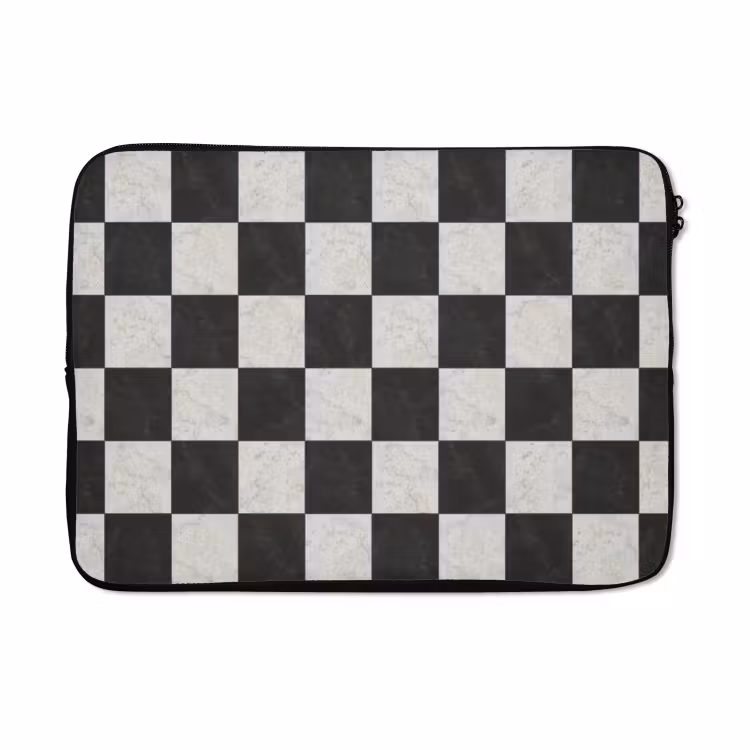 Laptophoes - Dambord - Marmer - Zwart - Wit — 5