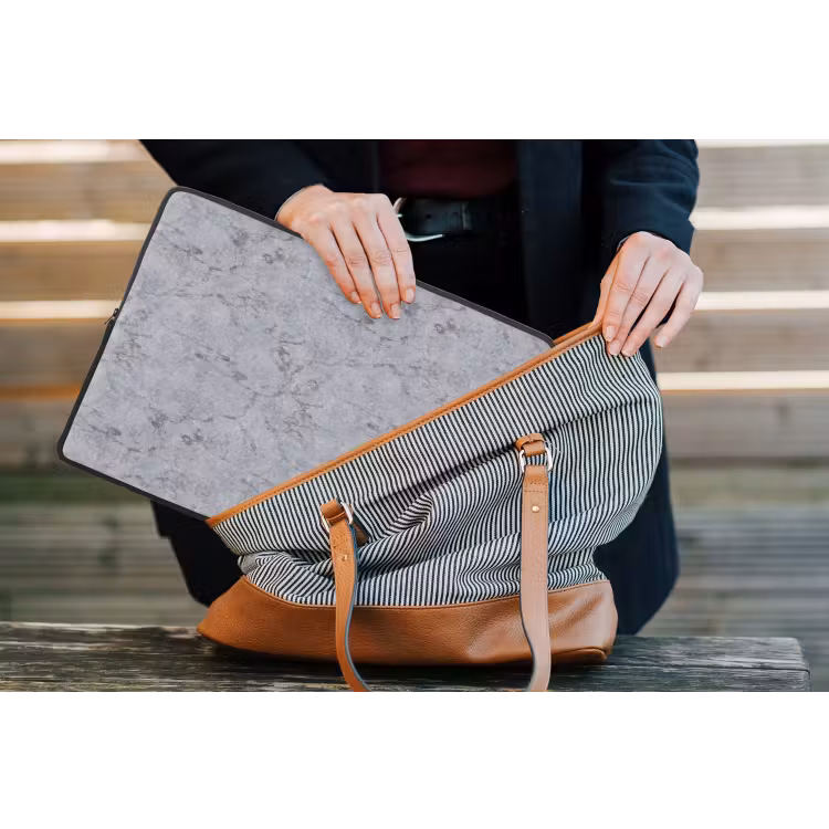 Laptophoes - Marmerplaat - Patroon - Grijs — 4
