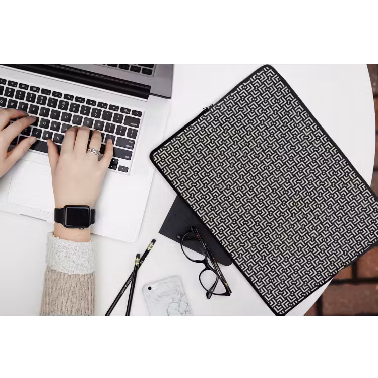 Laptophoes - Patroon - Marmer - Zwart — 3