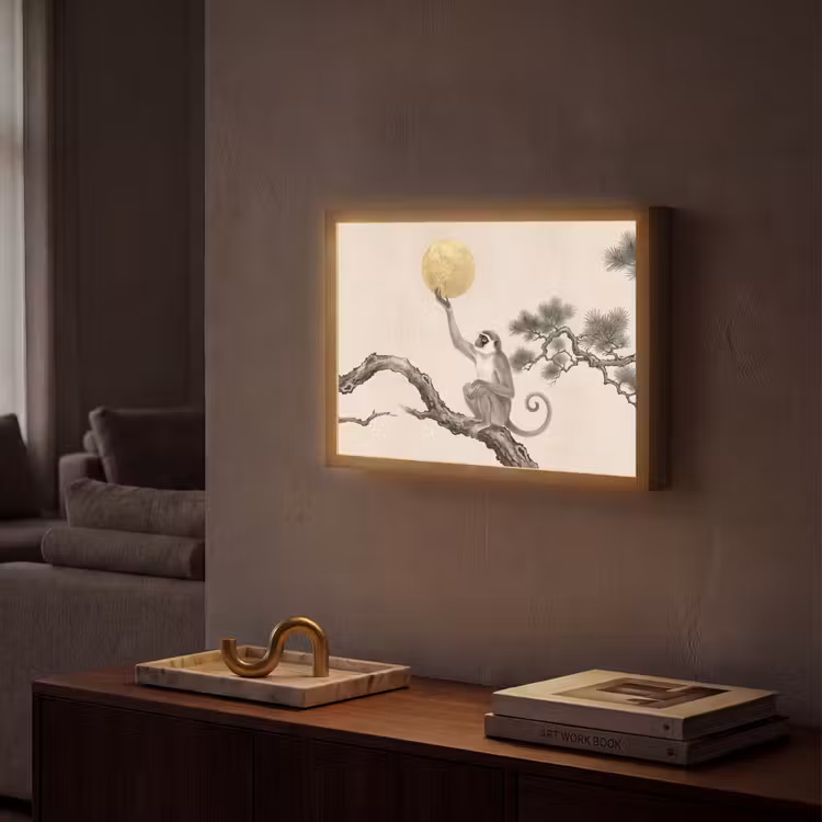 Lightbox - Wandlamp - Aap - Maan - Goud — 2