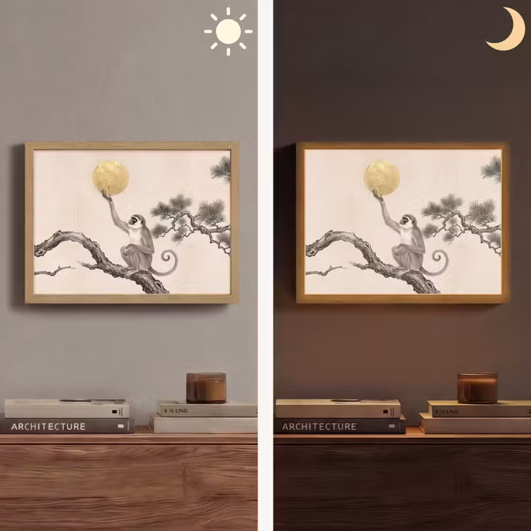 Lightbox - Wandlamp - Aap - Maan - Goud — 6