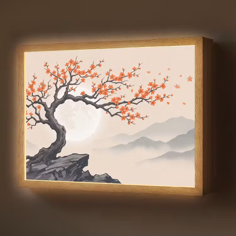 Lightbox - Wandlamp - Aziatisch - Bloesem - Rood — 1