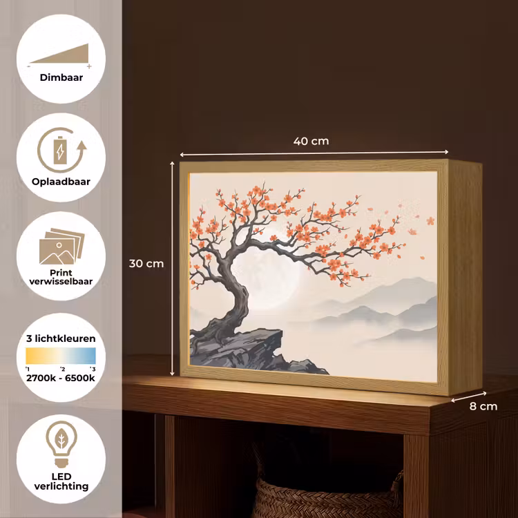 Lightbox - Wandlamp - Aziatisch - Bloesem - Rood — 10