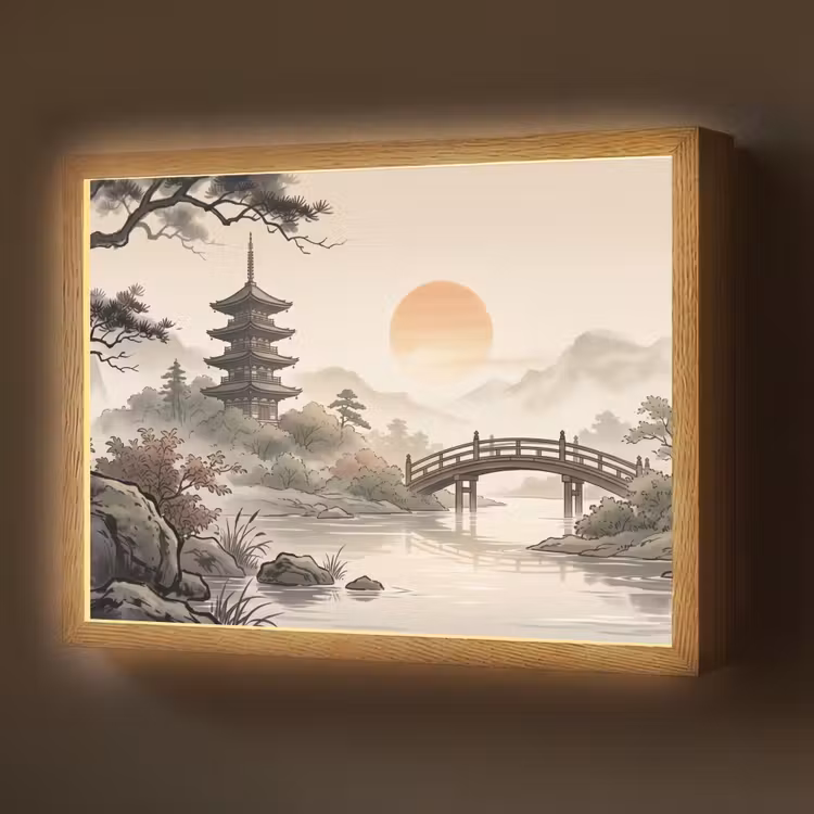 Lightbox - Wandlamp - Azië - Landschap - Kleurrijk — 1