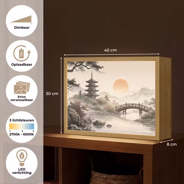 Lightbox - Wandlamp - Azië - Landschap - Kleurrijk — 10