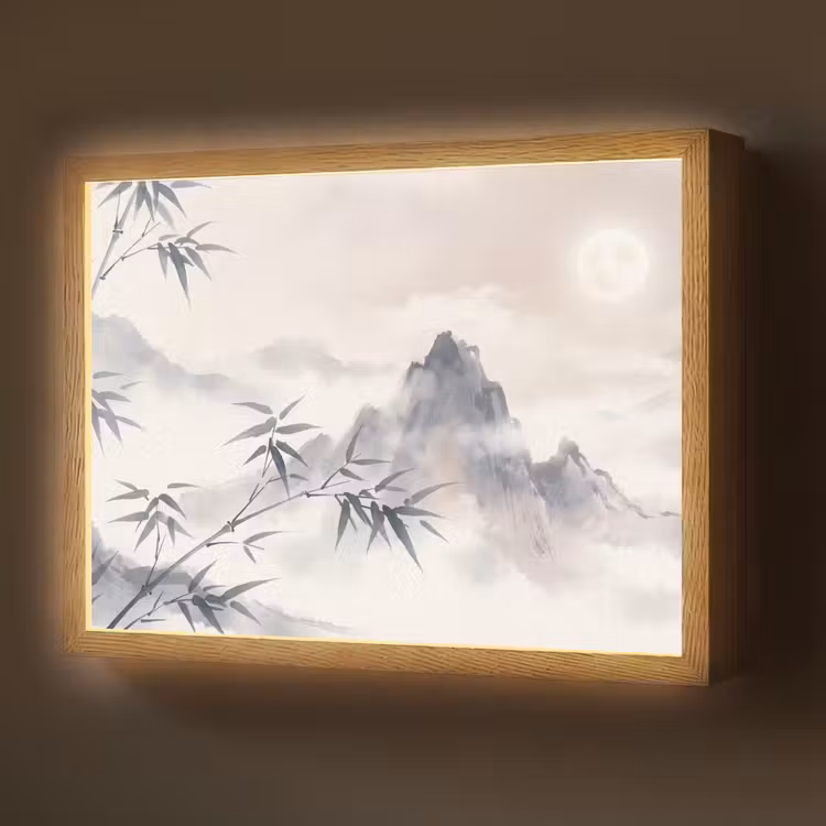 Lightbox - Wandlamp - Bamboe - Azië - Grijs — 1