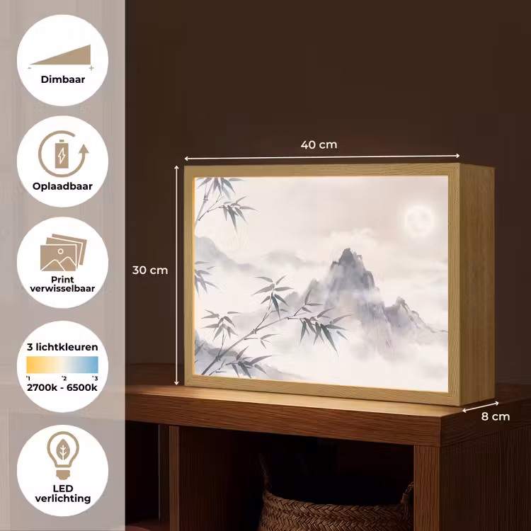 Lightbox - Wandlamp - Bamboe - Azië - Grijs — 10