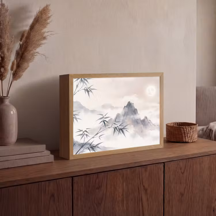 Lightbox - Wandlamp - Bamboe - Azië - Grijs — 4