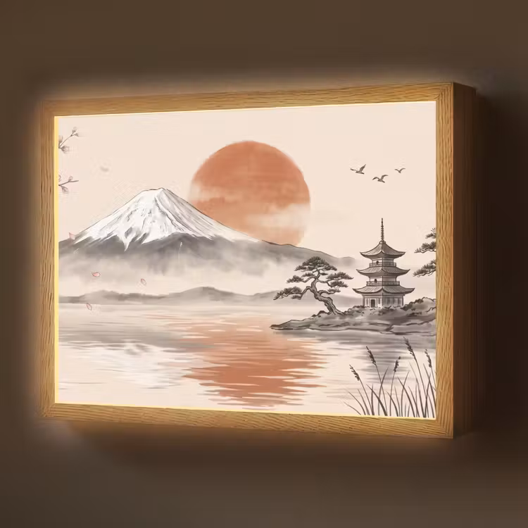 Lightbox - Wandlamp - Bergtop - Meer - Bloesem — 1