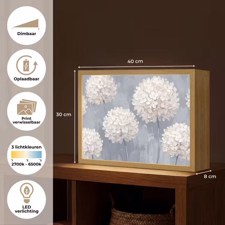 Lightbox - Wandlamp - Bloemen - Illustratie - Blauw — 10