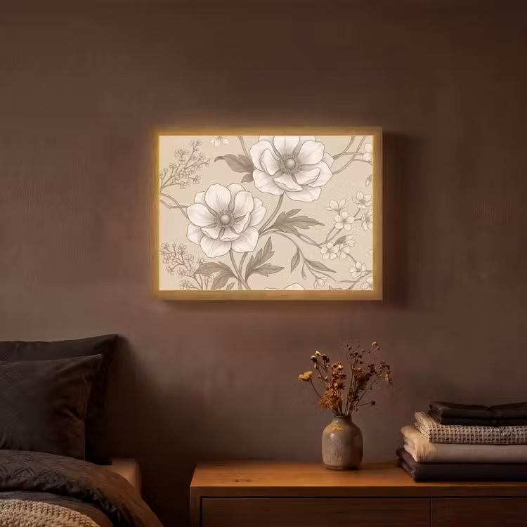 Lightbox - Wandlamp - Bloemen - Patroon - Beige — 3