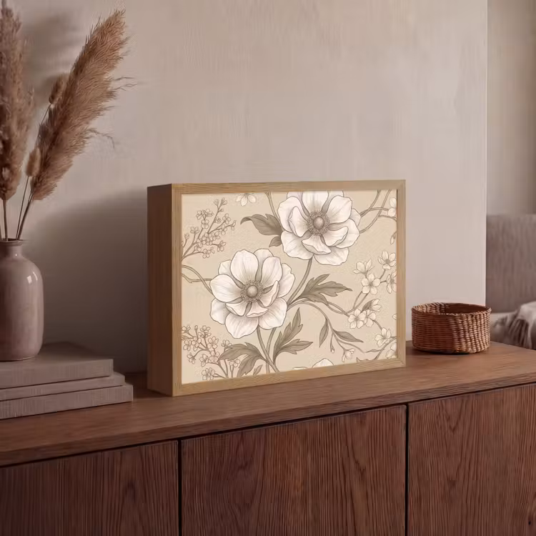 Lightbox - Wandlamp - Bloemen - Patroon - Beige — 4